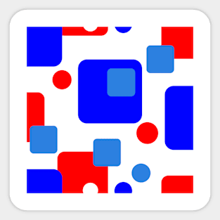 Retro Abstract Dream Space Blue Red on White Sticker